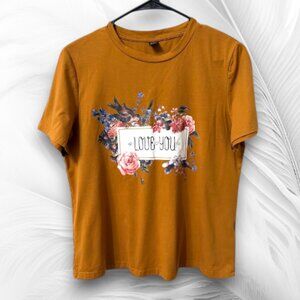 Mustard Floral Graphic Tee Trendy Girly Aesthetic Soft Romantic Cute Top